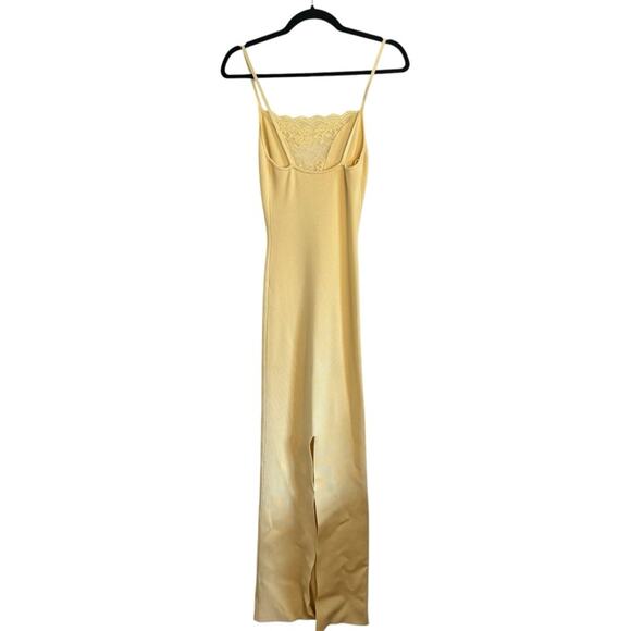 Ronny Kobo Janae Buttercream Yellow Spaghetti Strap Knit Maxi Dress - Picture 5 of 6